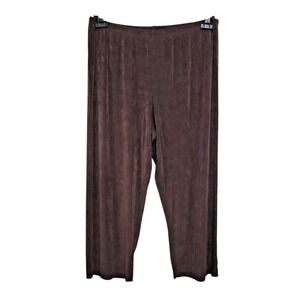 Citiknits Slinky Knit Capri Pants Womens Large Brown Stretch Mature Pull On